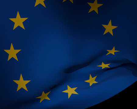 Close-up of European Union flag. 3d illustration.