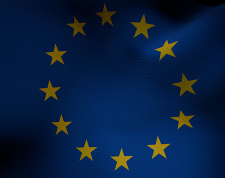 Close-up of European Union flag. 3d illustration.の写真素材