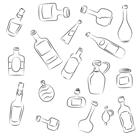 Collection of sketched vector bottles のイラスト素材