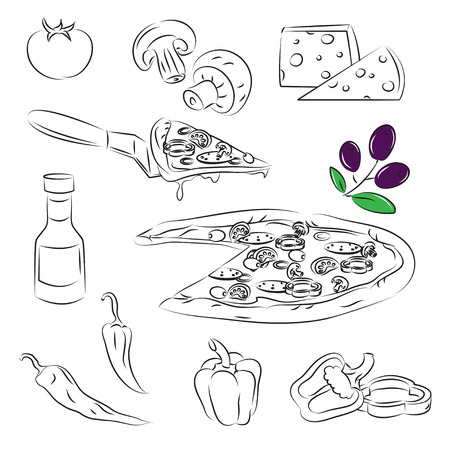 Pizza Set のイラスト素材