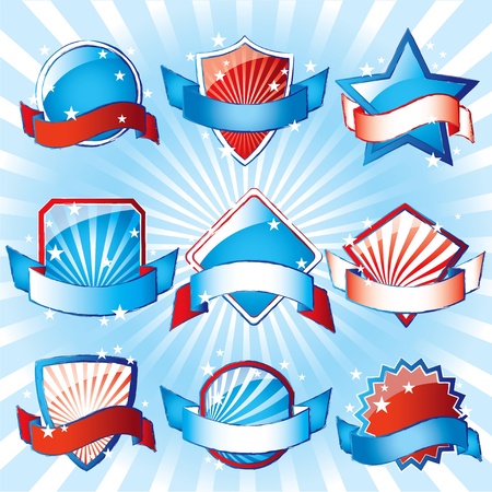 USA Patriotic Colored Labels のイラスト素材