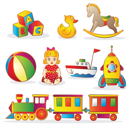 Set of colorful children's toys のイラスト素材