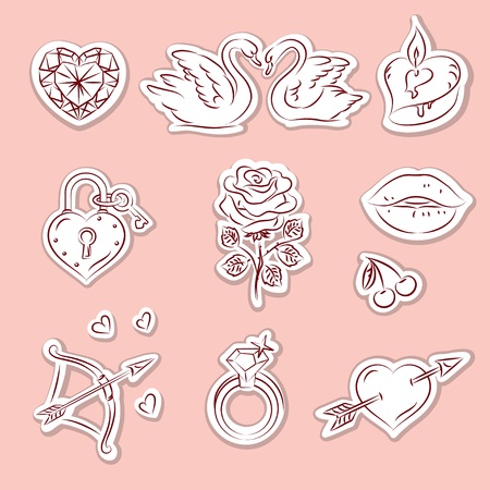 Valentine's Day Stickers Set のイラスト素材