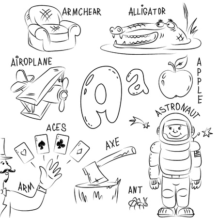 Set of pictures on Alphabet themeのイラスト素材