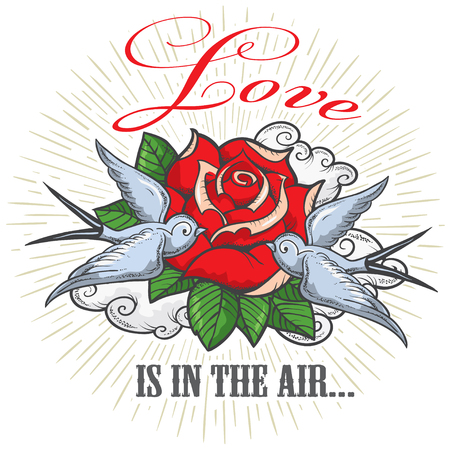 Happy Valentines Day card design with ornaments, hearts, ribbon, arrows and text. Isolated on transparent background. Easy to edit.のイラスト素材