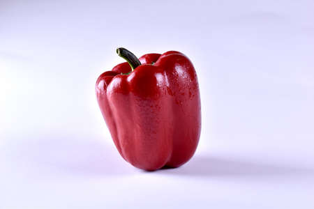 Red pepper on white on backgroundの写真素材