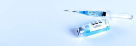 Vaccine against covid-19 and. Space for text. Isolate.の写真素材
