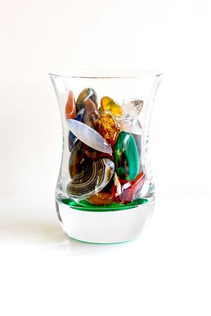 rocks in the glass. shoted in white backgroundの写真素材