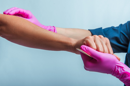 Shugaring, preliminary skin examinationの写真素材