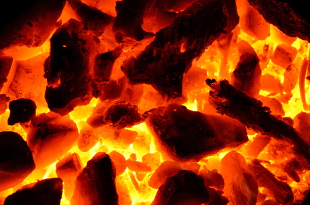 Background from the burning charcoal wood mixture.