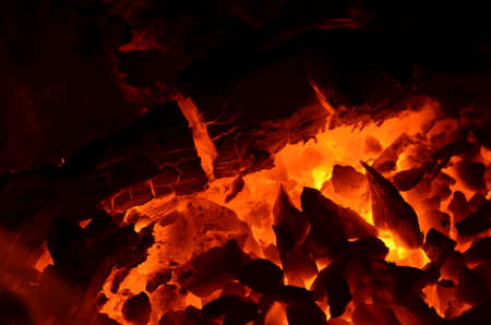 Burning wood on burning anthracite coal as a graphic resource.