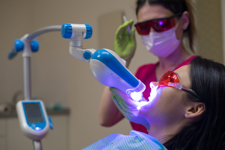female patient at dentist in the clinicの写真素材