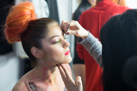 Body Art make-up to sexy fashion modellの写真素材