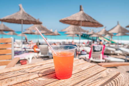juice color cocktail during touristic vacation. umbrellasの写真素材