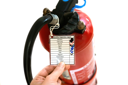 Ship or vessel fire-fighting equipment. check and maintenanceの写真素材