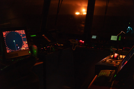 Marine navigational equipment on modern ship or vesselの写真素材