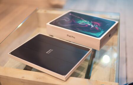 Barcelona, Spain - November 07, 2018: unboxing of Brand new Apple iPad Pro 2018