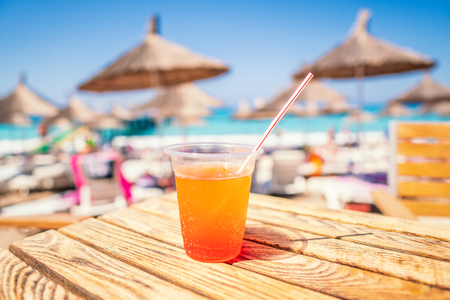 juice color cocktail during touristic vacation. umbrellasの写真素材
