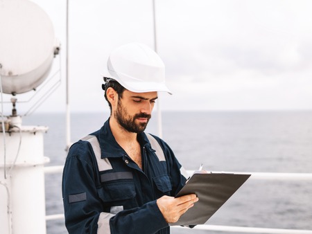 Service technician or serviceman near VSAT terminalの写真素材