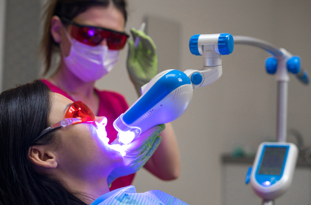 female patient at dentist in the clinicの写真素材