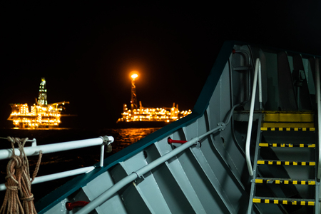 FPSO tanker vessel near Oil platform Rig.の写真素材