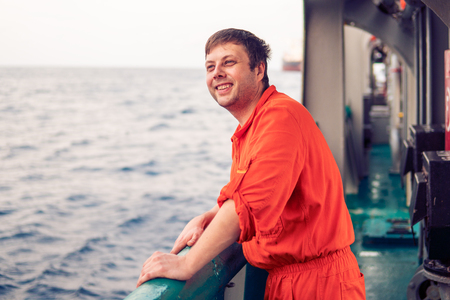 Deck Officer on deck of offshore vessel or ship