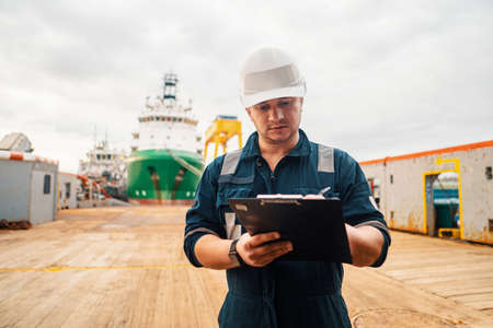 Marine Deck Officer or Chief mate on deck of offshore vessel or ship