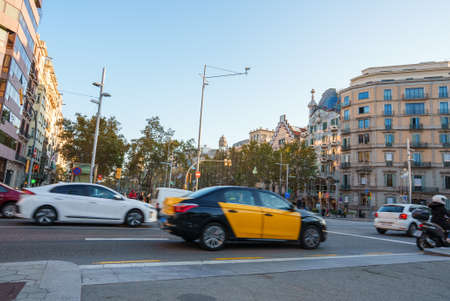 Vehicles on sunny day in cityの写真素材