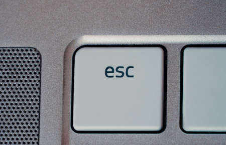 laptop keyboard focused on the escape keyの写真素材