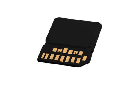 Macro shot of new type of SD card on isolated white backgroundの写真素材