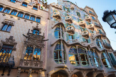 Ornamental buildings on city streetの写真素材