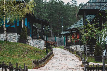 Traditional architecture of the village. Wooden houses
