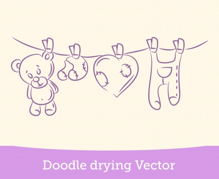 doodle dryingのイラスト素材