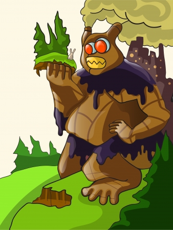 Illustration of the problems of pollutionのイラスト素材