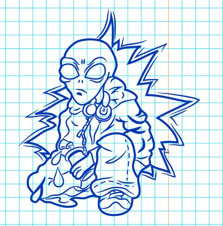 Alien doodleのイラスト素材