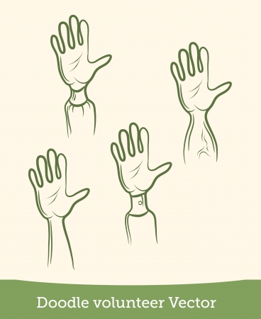 doodle volunteer arm setのイラスト素材