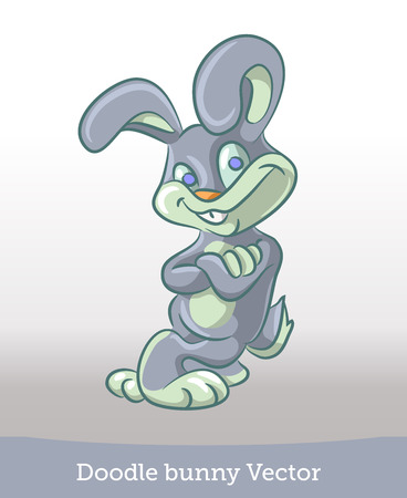 Doodle bunny standingのイラスト素材