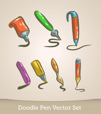 Pen set doodleのイラスト素材