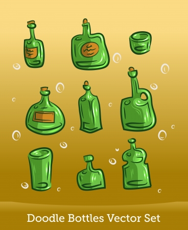 Doodle bottle setのイラスト素材