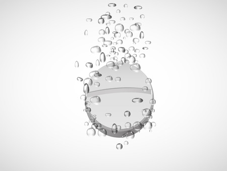 Effervescent tablet in water with bubbles.vector illustrationのイラスト素材