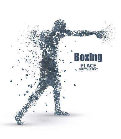 Abstract boxing from dot, particle divergent composition, vector illustrationのイラスト素材