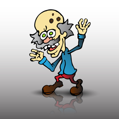 Mad scientist cartoon on white backgroundのイラスト素材