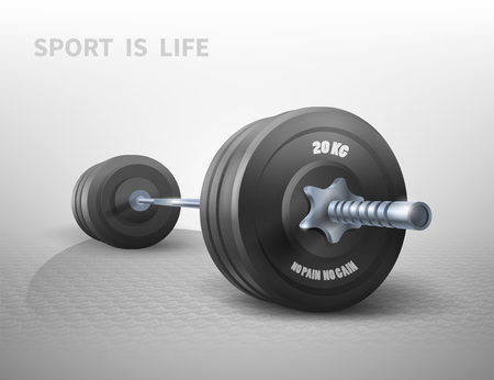 Metallic barbells fitness and healthy lifestyle concept on whiteのイラスト素材