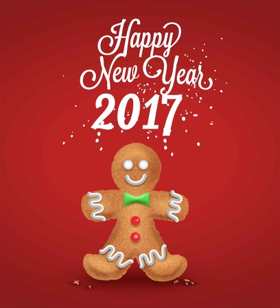 Gingerbread man, vector icon for new year s day, christmas, winter holiday, cooking, new year s eve, food, silvester, etcのイラスト素材