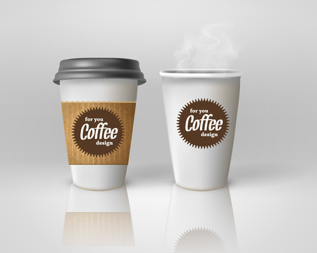 Realistic paper coffee cup set.のイラスト素材