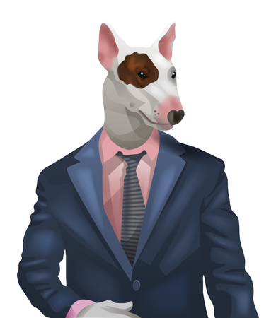 man with bullterrier headのイラスト素材