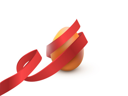 Easter egg with red ribbon, isolated on white. Poster or brochure template. Vector illustrationのイラスト素材