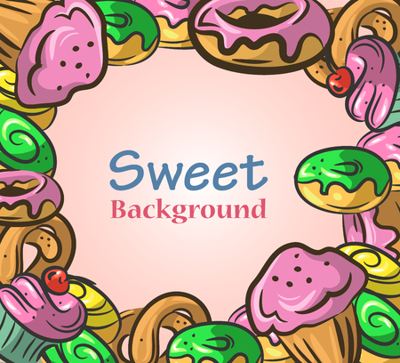Abstract background with sweetsのイラスト素材