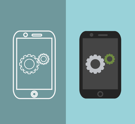 Vector app development concept in flat style - mobile phone and sketch on screen - infographic design elements and iconsの写真素材