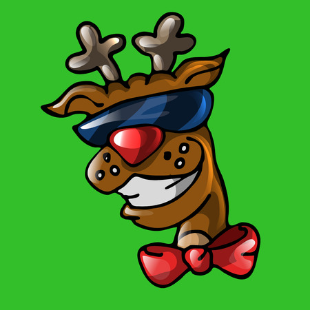 Christmas illustration of cartoon reindeer. vectorのイラスト素材